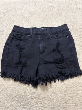 Mudd Black Distressed Frayed-Hem Denim Shorts
